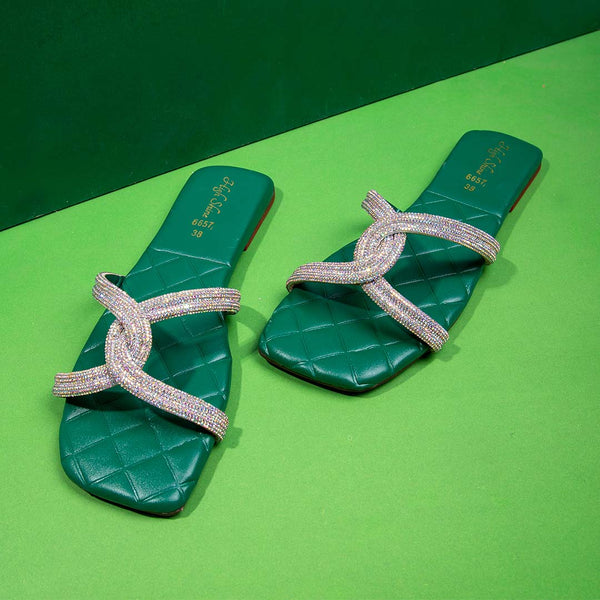 Dark Green slides for ladies