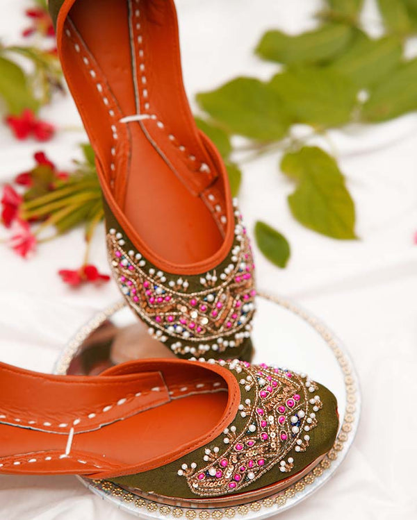 Majestic Mehandi Khussa Shoes (KS-003)