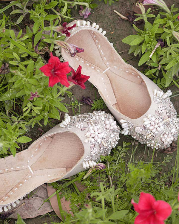Pearly Beige Khussa Shoes (KS-023)